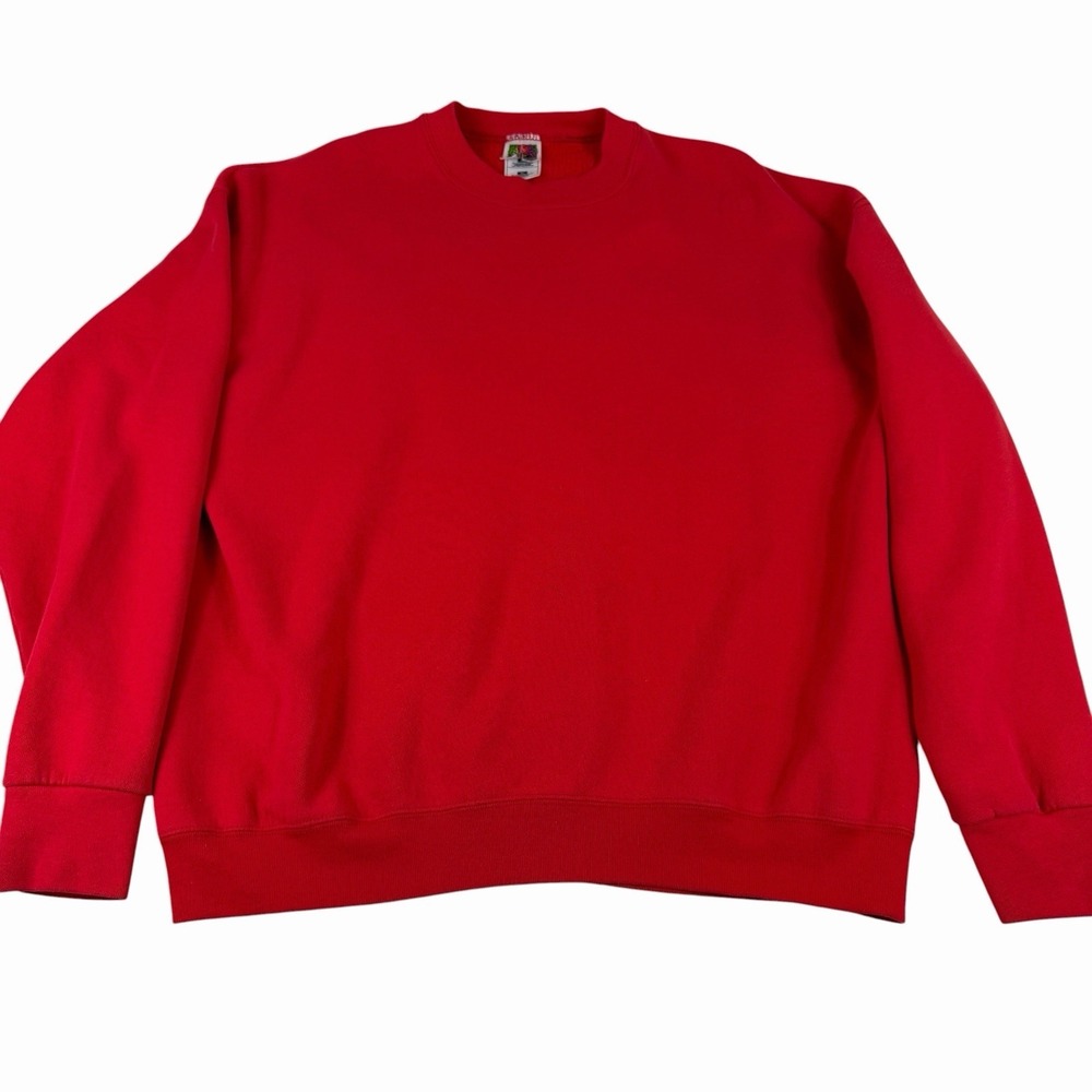 Vtg Fruit‎ of the Loom Best Blank Red Crewneck L/XL Pullover Sweatshirt 90s Y2K